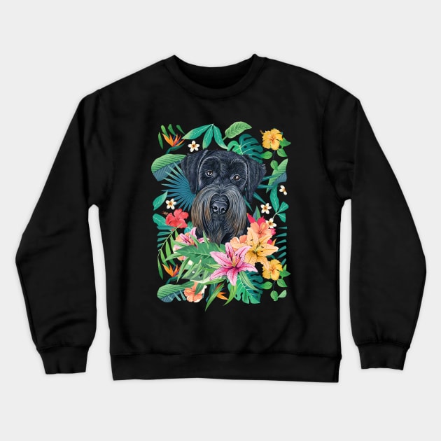 Tropical Giant Schnauzer Crewneck Sweatshirt by LulululuPainting